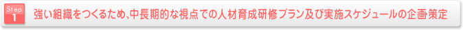 強い組織をつくるため、中長期的な視点での人材育成研修プラン及び実施スケジュールの企画・策定