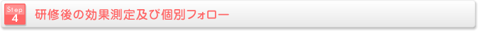 研修後の効果測定及び個別フォロー